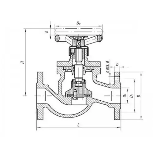 Бронзовый запорный проходной фланцевый клапан 521-35.3439-03 (ИТШЛ.49111513-03) 