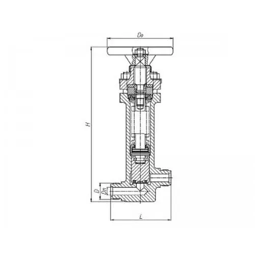 Бронзовый запорный проходной штуцерный бессальниковый клапан с герметизацией 521-35.3256 (ИТШЛ.49114108) 