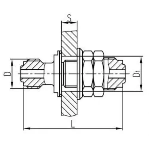 Латунный переборочный штуцерный съемный стакан 20x100 мм 554-03.905-07 (ИTШЛ.363171.134-06)